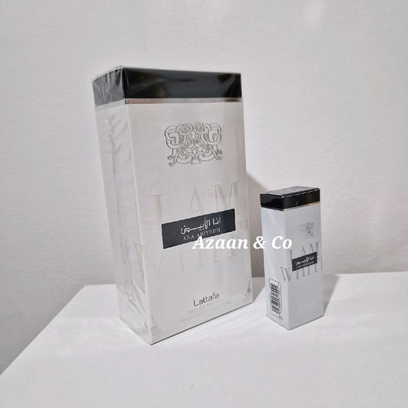 Ana Abiyedh Leather (I am White) Perfume Rouge Poudree Collection | Option to buy Individually or as a Set | 60ml EDP by Lattafa, 10ml Roll on Perfume Oil | Arabian Scents Fragrance Perfume Dubai Perfumes Eau De Parfum 2