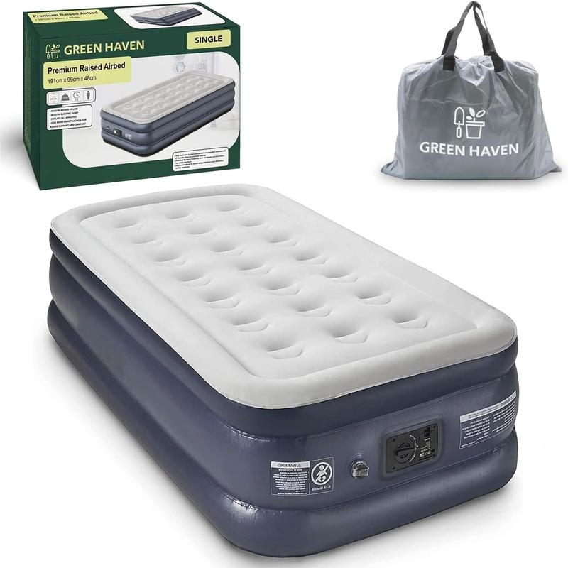 Green Haven Premium Single Raised Air Bed Double with Built-in Electric Pump & Storage Bag - Self-Inflatable Waterproof Camping Mattress - Blow Up Air Mattress for Indoor & Outdoor Use 2