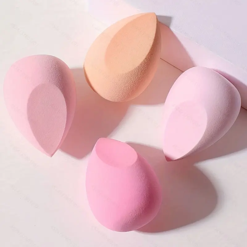 4pcs Pink Makeup Sponge Kit, Waterdrop Shape Foundation Blending Sponge, Soft Beauty Blender Sponge Flawless For Liquid, Cream, And Powder, Wet And Dry Dual Use Boun Boun Sponge, Ideal For Makeup Beginner Artist 4