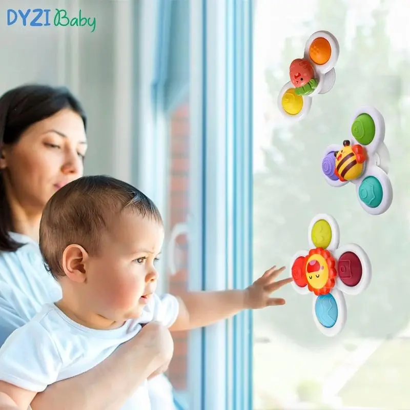 Suction Cup Spinner Toys 3 Pieces - Sensory Bath Toys for Toddlers 1-3 - Stress Relief and Anxiety Suction Cup Spinner Dyzi 1