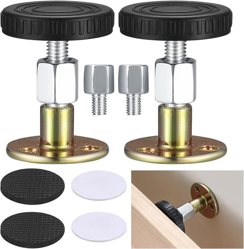 2 Packs Headboard Stoppers, Adjustable Threaded Bed Frame Anti-Shake Tool, Bed Wall Headboard Stoppers Anti-Shake Fixer, Prevent Rocking Headboard Pad for Home Room Bed Furniture Wall Support 0
