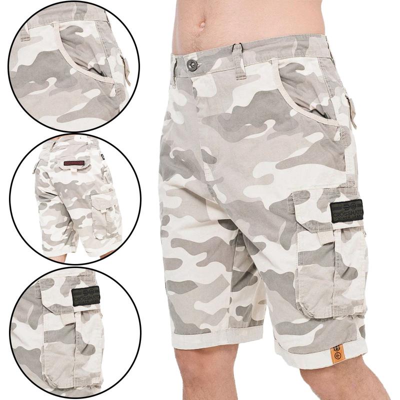 CROSSHATCH Mens Cargo Shorts Combat Camo Army Long Military Bermuda Knee Length Pants Size 32-42 Camouflage Cotton 3