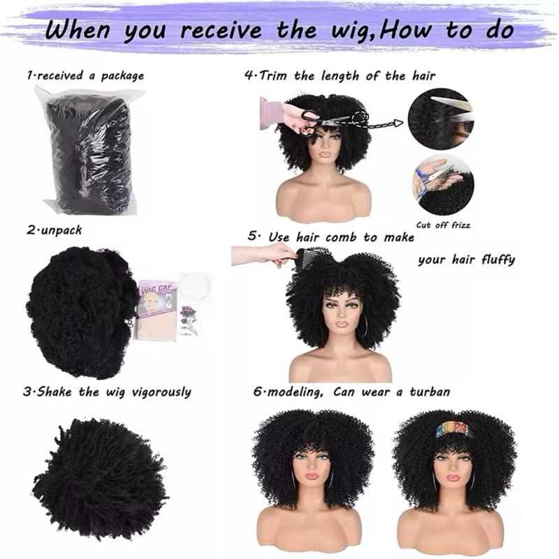 Afro Kinky Curly Synthetic Wig - Soft and Fluffy - 16 Inch - Black 5