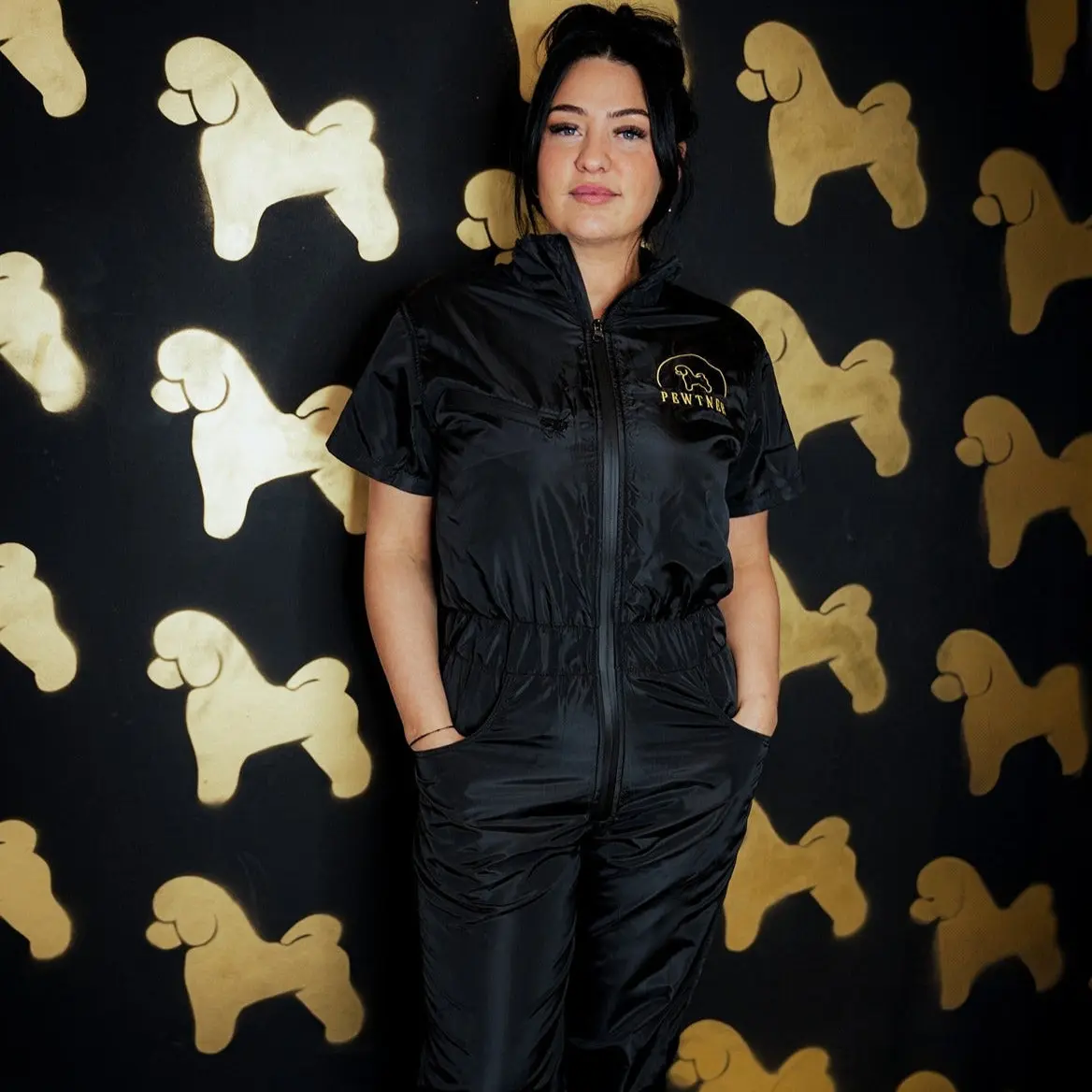 The Pewtsuit - Woman's Dog Grooming Workwear - Stay Dry - Stay Protected - Stay Pewtiful - Dog Human Costume