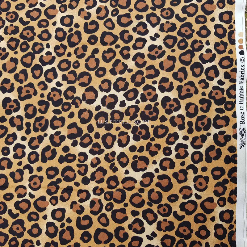 Leopard Spots Rose & Hubble Cotton Poplin Fabric, Beige 2