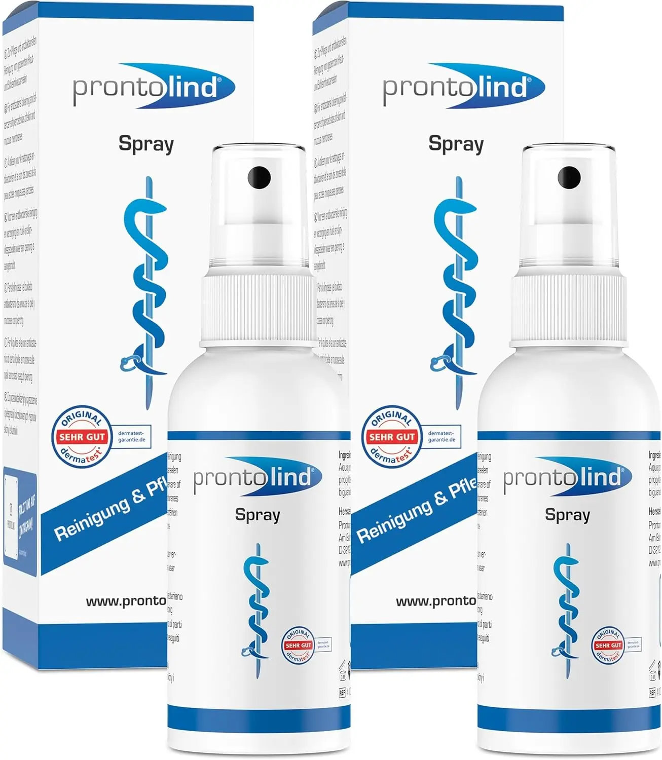 Prontolind Spray 75ml - for Antibacterial Cleaning and Care of Piercings, Tunnels, Plugs and Body modifications (2-Pack)