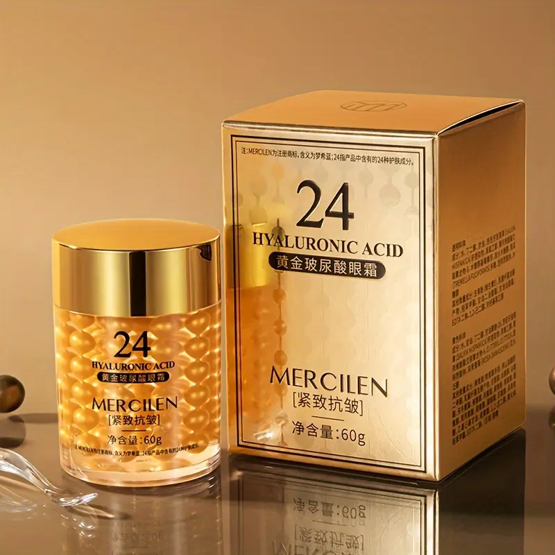 MERCILEN Hyaluronic Acid Eye Cream 60g - Deep Moisturizing & Firming, Rich in Vitamin E & Glycerin, Reduces Fine Lines, for Radiant Glow,, Natural Look Base Cream, Mercilen