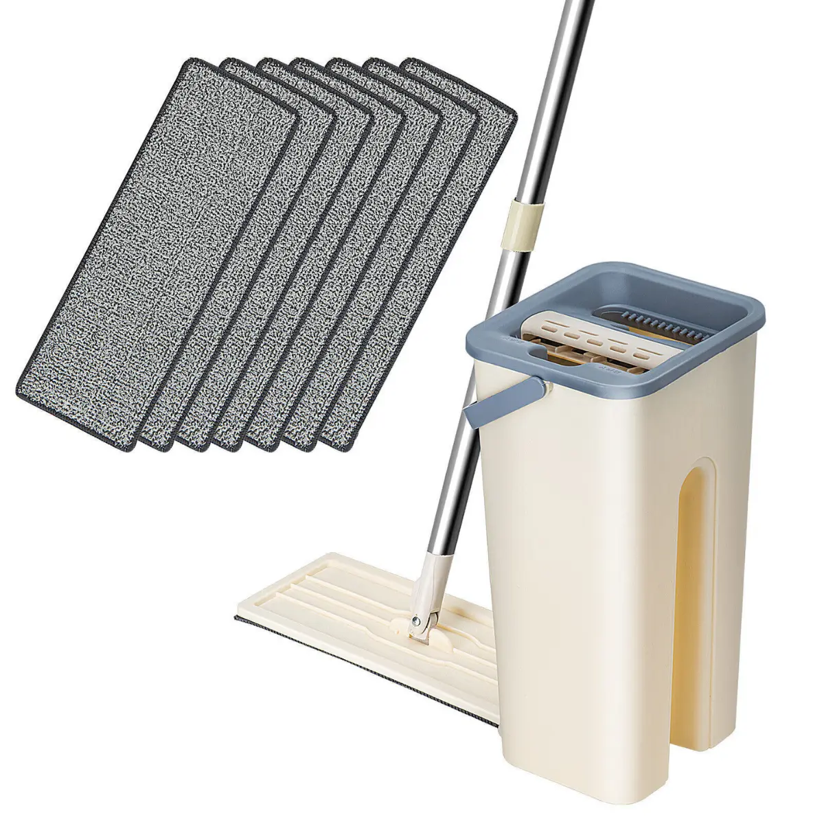 Shop now Mop Multi-Functional Wash & Dry Mop and Bucket Set Flat Squeeze 360° + Pads Box Cleaning Plastic Microfiber Bamboo Hand Room Wooden 360 spinning, for new site visitors