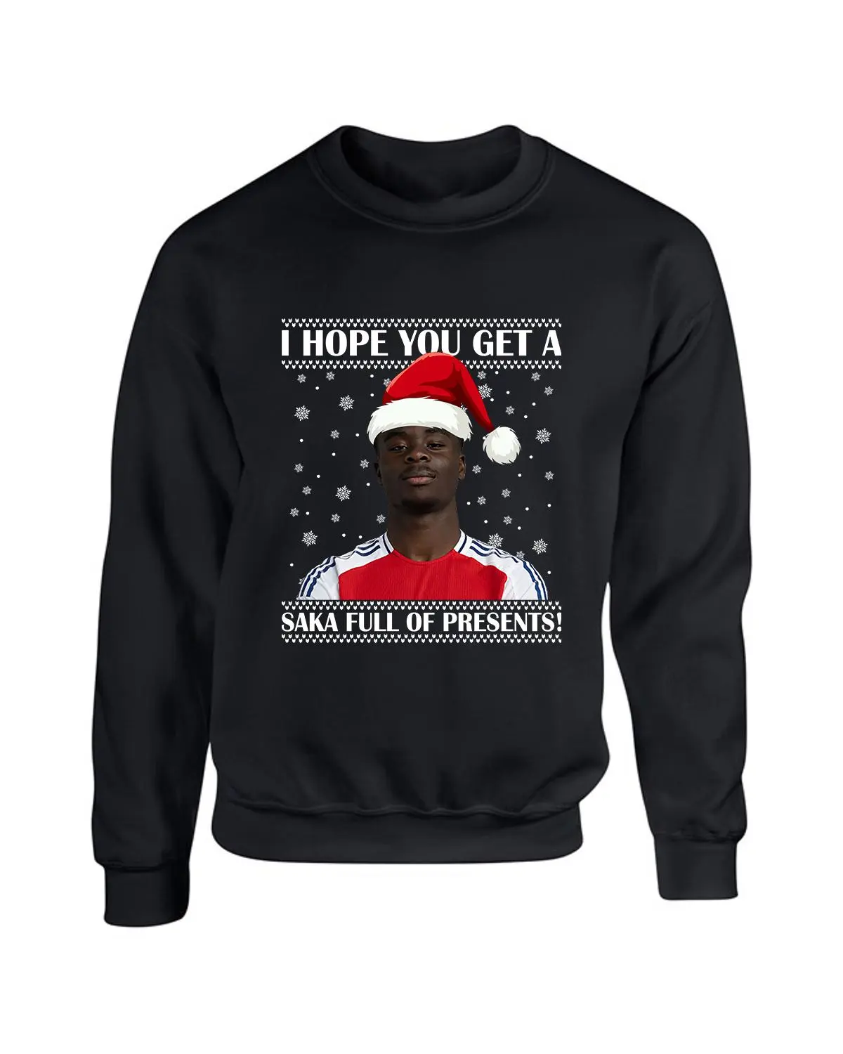 Bukayo Saka Christmas Sweatshirt, I Hope You Get A Saka Full Of Presents, SAKA FULL OF PRESENTS! Jumper, Saka Fan Gift, Football Lovers Top