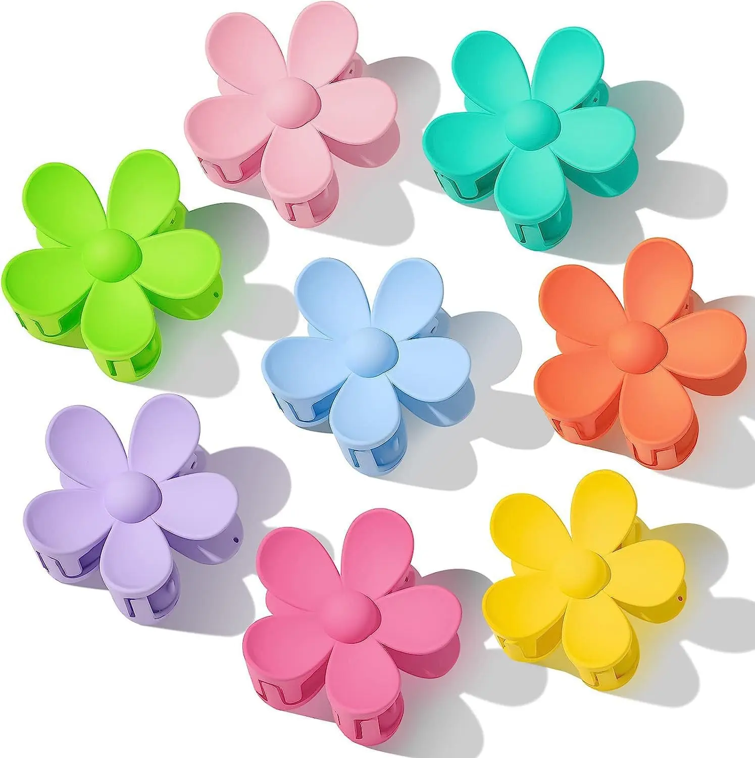 Matte Flower Hair Clips - Strong Hold Claw Clips for Medium Thick Hair - 8 PCS claw  clips