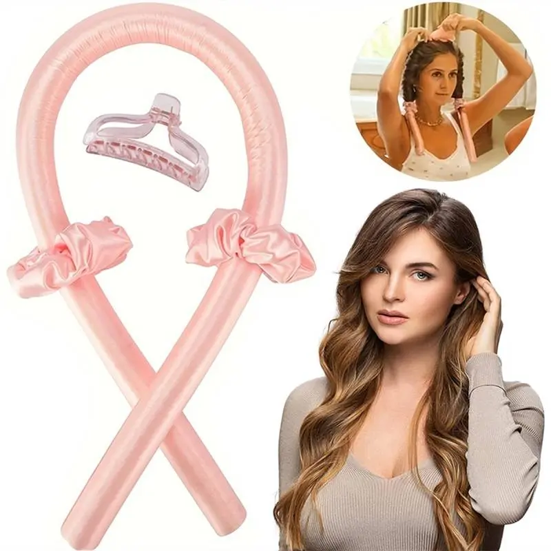 Heatless Curling Hair Rollers | Headband Set, Silk Ribbon with Soft Foam Sleeping Curler