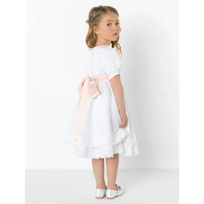 White & pink flower girls dress - Rachel 3