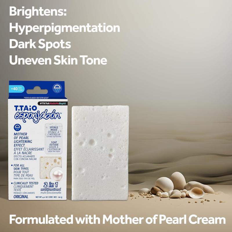 T.TAiO Esponjabon Mother Of Pearl Soap Sponge For Face & Body (2 Pack) 5