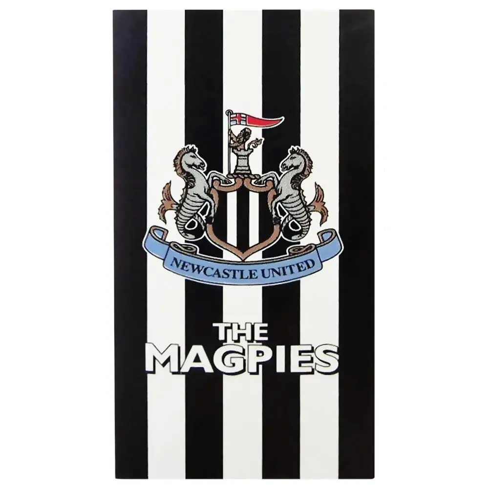 Newcastle United FC Official Black and White Stripe Crest Beach Bath Towel Magpies