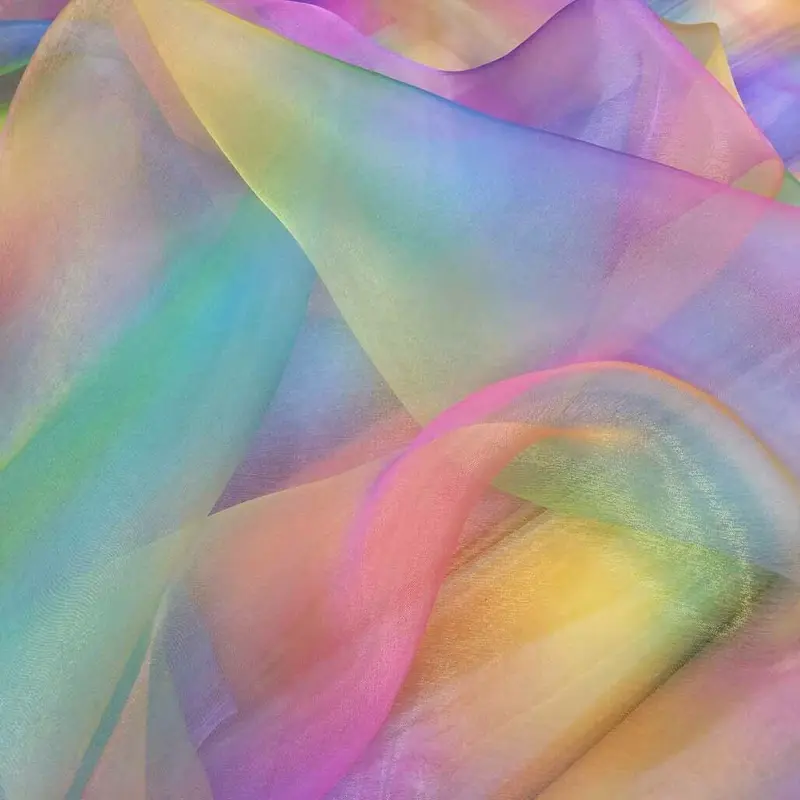 Rainbow Organza Voile Fabric 4