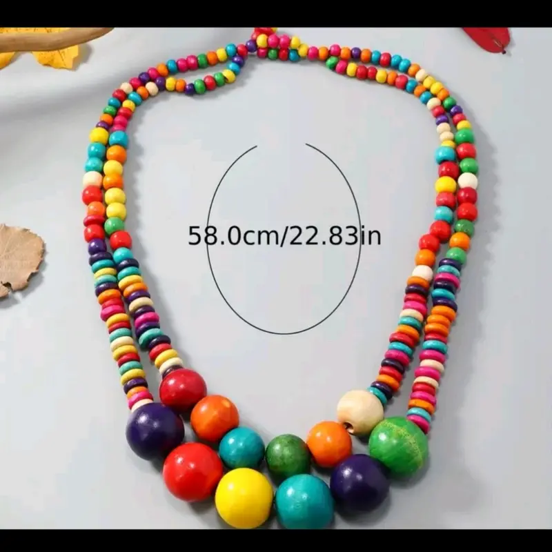 colorful wooden handmade beaded necklace for women 4