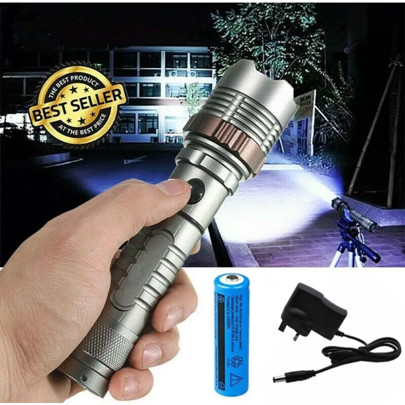 5 modes flashlight battery reportable 1200000LM tactical LED flashlight rechargable camping 100000  lumen  flashlight ceiling  light 5