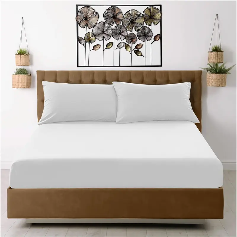 Fitted Sheet Single Bed (91 x 193cm) - White Bedding Sheets - Plain Dyed Microfiber Bed Sheets Single - (10 inch) 25cm Deep Pocket Bottom Sheet - Easycare - Wrinkle & Fade Resistant 0
