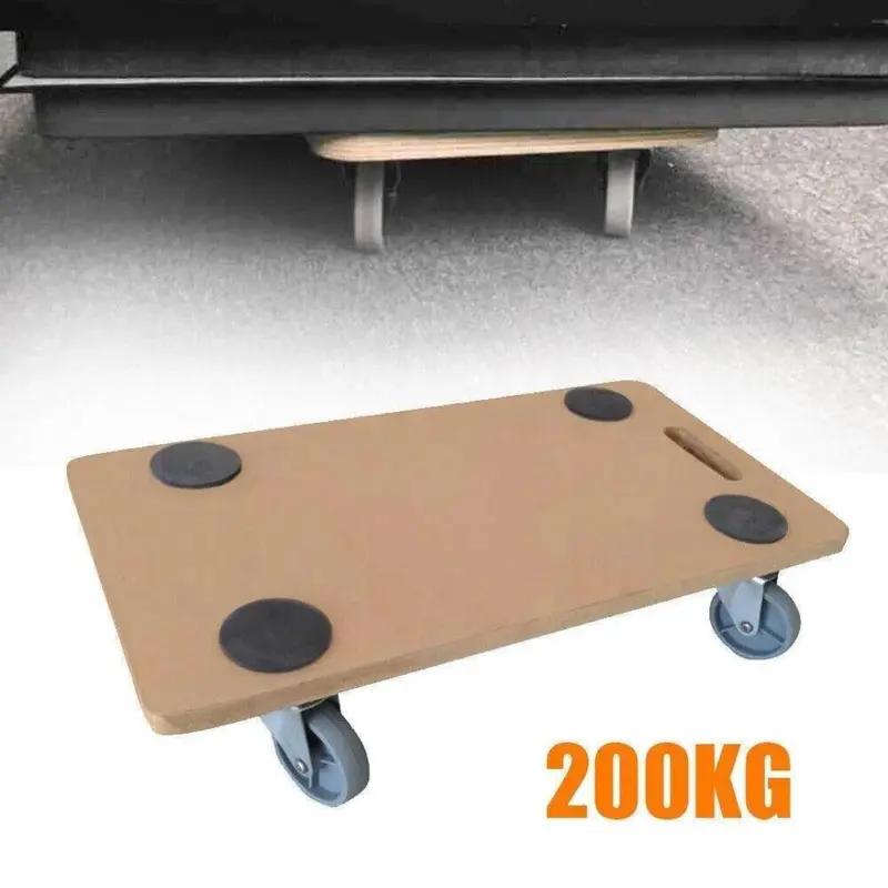 200KG Dolly Cart Trolley Wooden Wheeled Moving Platform with 4 Castors Barrow 2