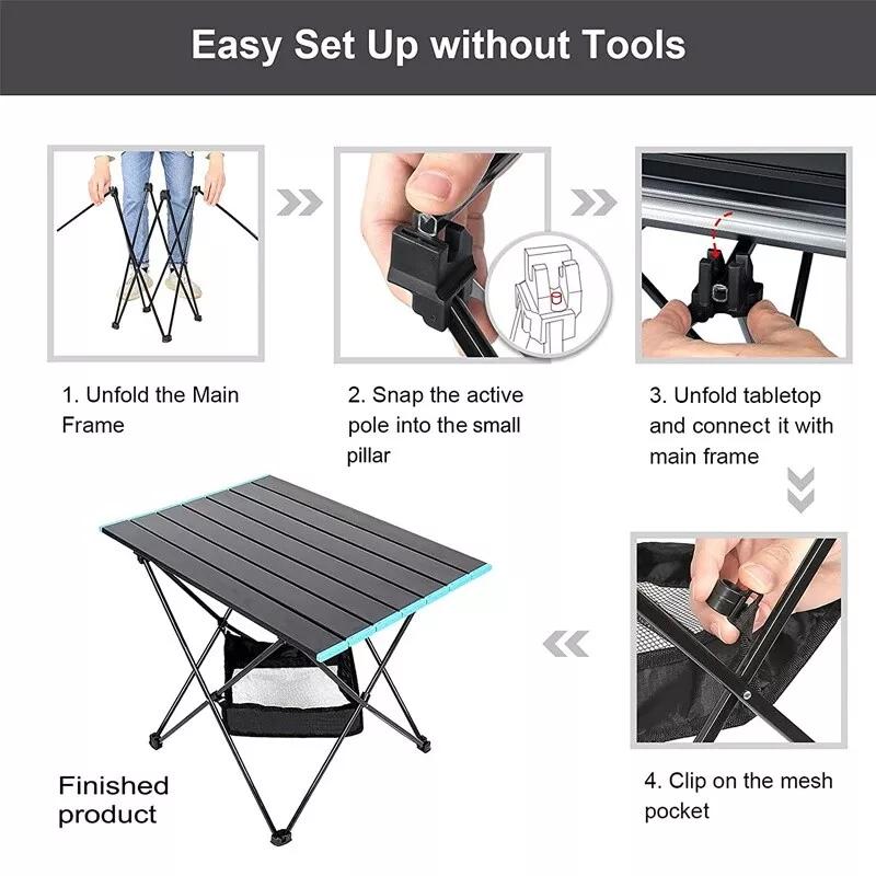 Folding Camping Tables With Carry Bag Portable Garden Picnic BBQ Beach Fishing 7