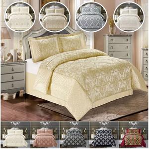 Luxury Jacquard 3-Piece Quilted Bedspread,  Bedding Set for Bedroom  Floral Pattern, Comforter, and Coordinating Cushions for Stylish Bedroom Decor - Includes Bedspread, Pillowcases, Sheets & Cushions