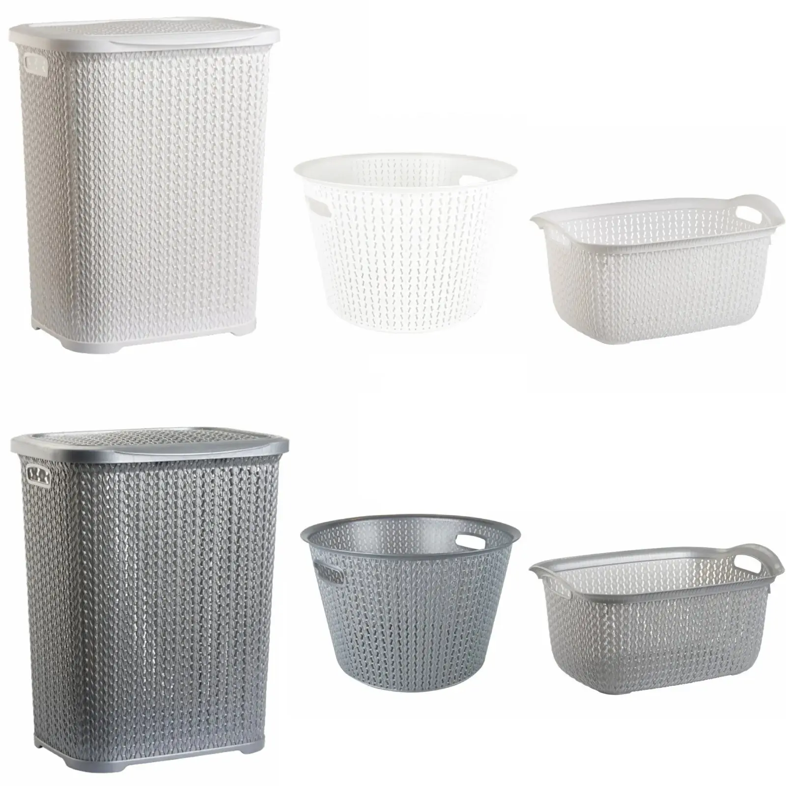 Plastic Laundry Basket Clothes Washing Bin Storage Knitted Hamper Organiser
