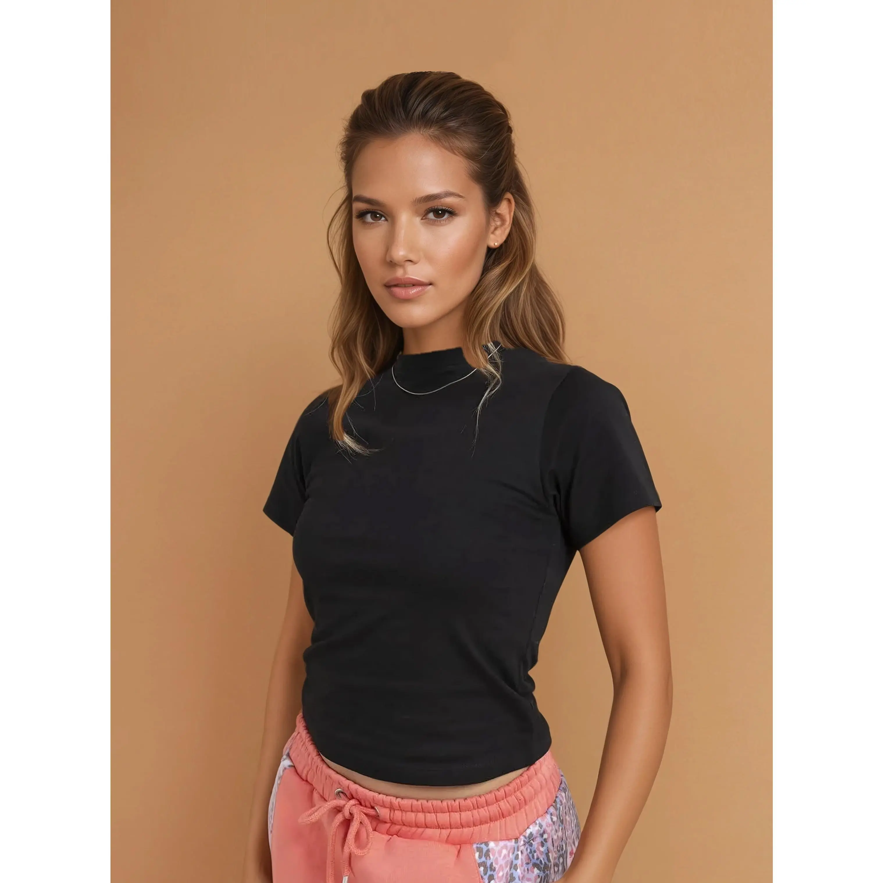 ALEX Slim Fit Short Sleeve T-Shirt Tee (Black, Extra Petite)