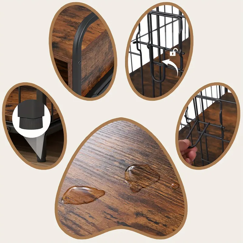Dog Crate Furniture for Small, Dogs Cage, Wood Dog Kennel with Drawer Storage, Heavy Duty Dog Cage, Sturdy Durable Metal Frame, Inner dimensions: 67x49.5x49.5CM 3
