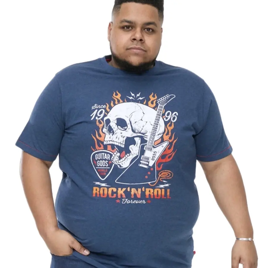 D555 Duke Big Mens Skull Printed T-Shirt in Sizes 2XL-8XL - Menswear, Top