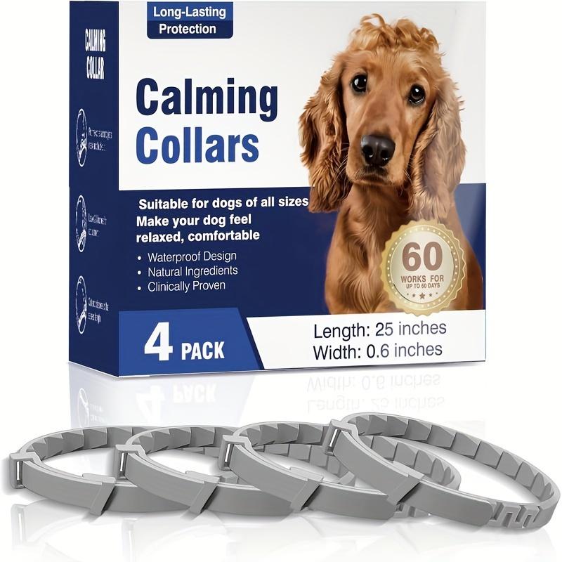 Product Introduction of 4-Pack Calming Dog Collars with Pheromones for Anxiety, Separation & Behavior Issues - Adjustable, Waterproof Rubber Collars for All Breed Sizes, Long-Lasting 60 Days, No Batteries Required 1