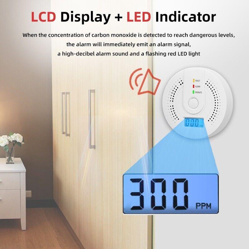 Carbon Monoxide Detector, CO Detectors with LED Indicator & Silence Button, EN 5 5