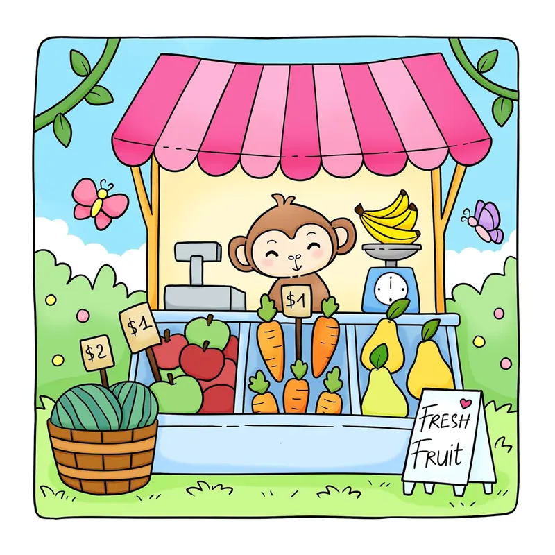 Adorable Shop: Cute & Simple Coloring Book for Kids Featuring the Joyful Daily Life of Animal Characters 2