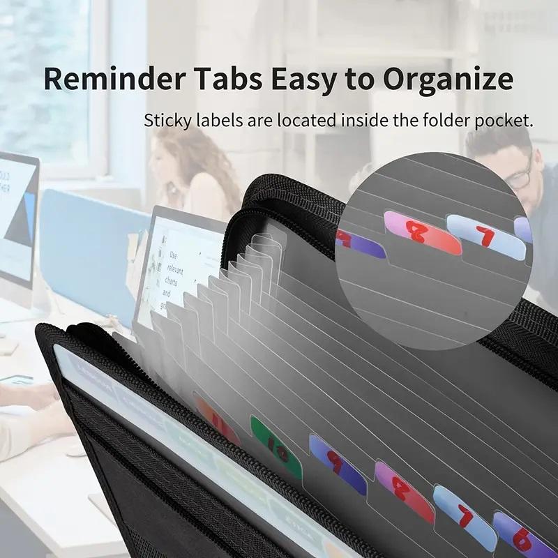 13 Pocket zip Folder file with Sticky Labels, Document Organizer Expanding 3