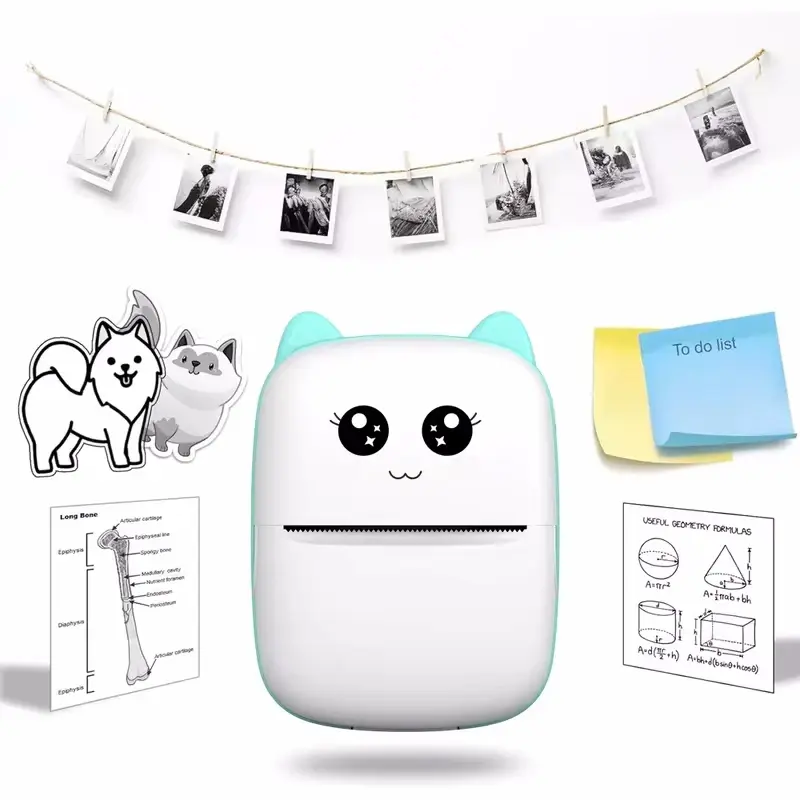 Portable thermal printer mini cat print photo pocket thermal label printer 58mm printing wireless Bluetooth Android iOS printers 2