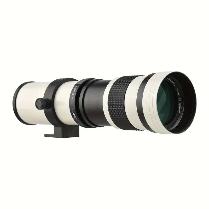 TOMSHOO MF Super Telephoto Zoom Lens F/8.3-16, 420-800mm, T Mount, 1/4" Thread - Compatible with Canon, Nikon, Sony, Fuji Olympus Cameras - Includes Front and Rear Caps, Carrying Pouch, Night Sky Imaging|Sleek Cylindrical Lens|Durable Construction 2