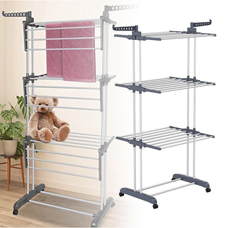 4 Tier Foldable Laundry Dryer Rack Extra Large Bedroom Outdoor Clothes Airer Accessories Hanger Hangable 6