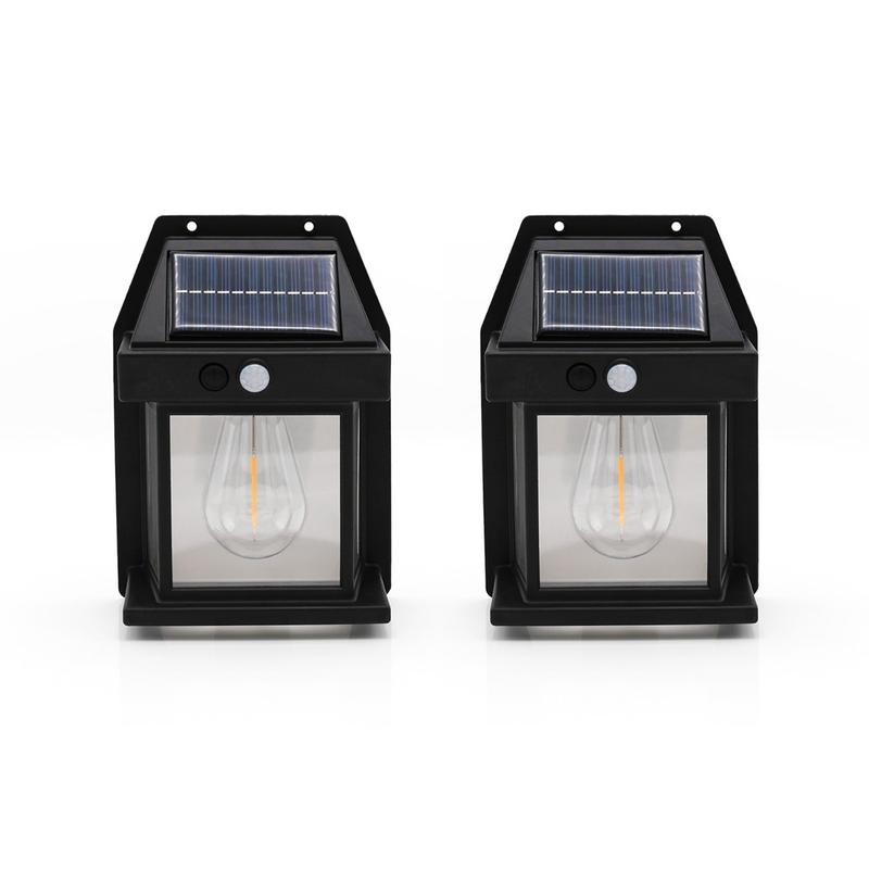 Solar Powered Filament PIR Security Light, IP44 Weatherproof Wall Sconce for Garden, Porch, 3 Lighting Modes Pathway, 3m Detection Distance, 3000K Warm White garden solar fence lights motionsensor lights 1