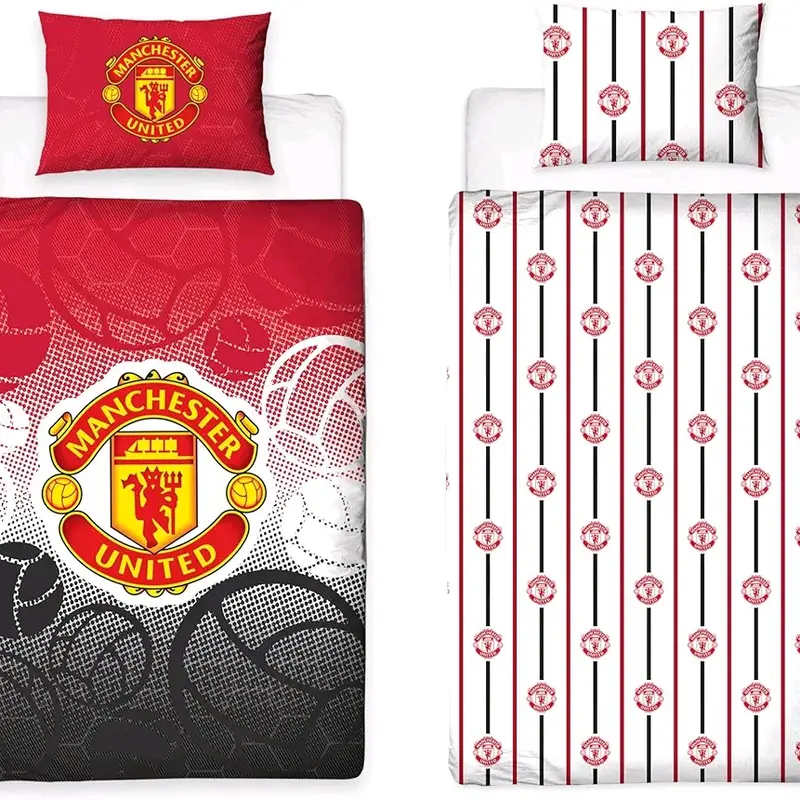 Manchester FC Character World  Single Duvet Cover Set, Crest Design | Red Reversible 2 Sided Football Bedding Cover Official Merchandise Including Matching Pillow Case 0