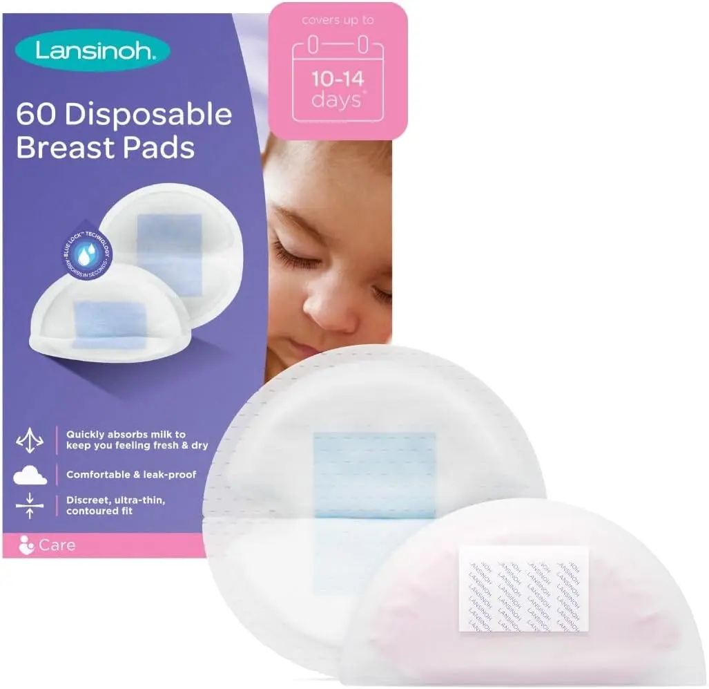 Lansinoh Disposable Breast Pads for Nursing Breastfeeding Mothers, 60 Count (Pack of 1)
