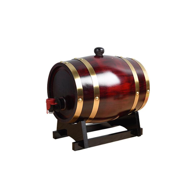 1.5L Oak Wooden Whiskey Barrel Decanter Beer Wine Drinking Dispenser Party Bar 1