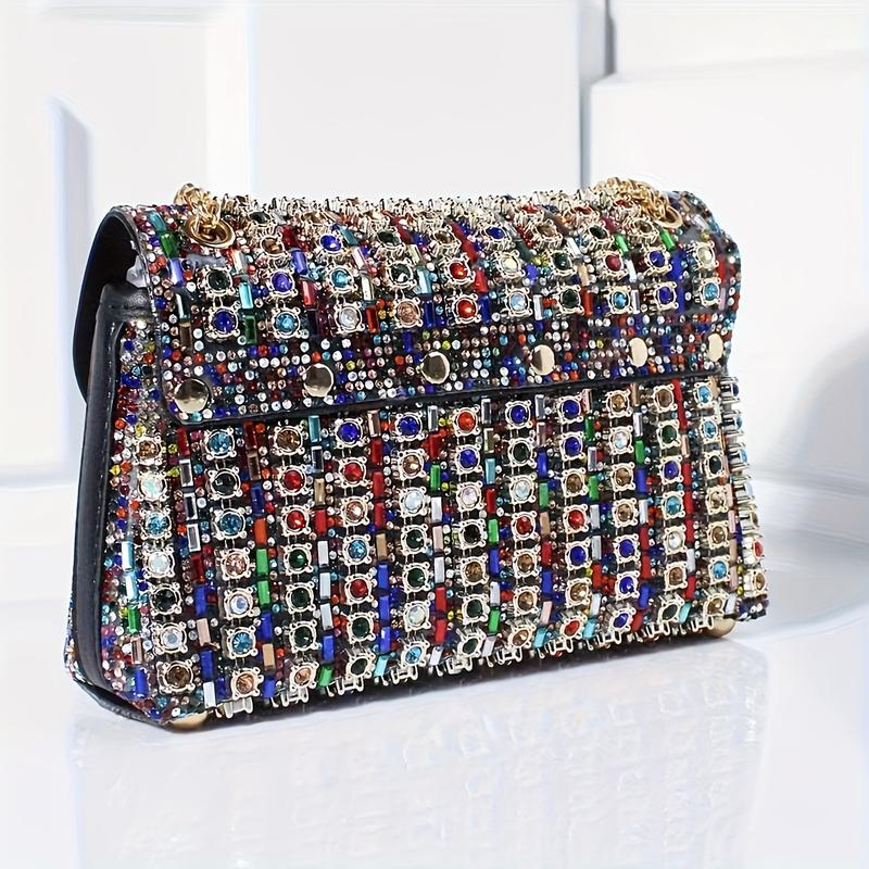 Women's Fashion Evening Handbag, Elegant Style Rhinestone Embellishments Purse, Lightweight Bag For Banquet And Party Use 5