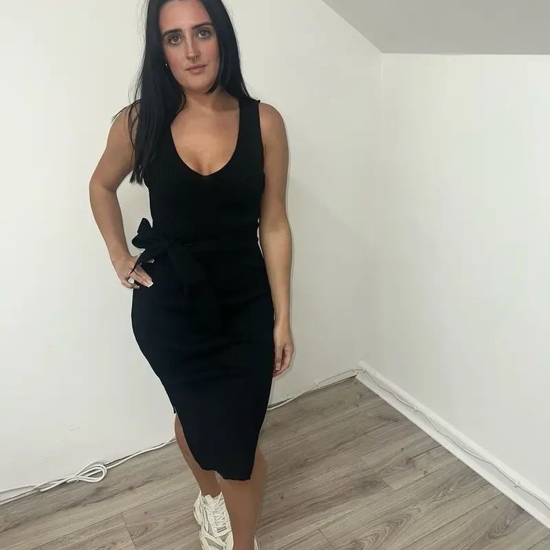 Bodycon split leg tie front dress 1
