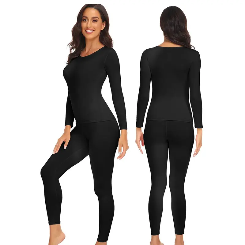 Women Thermal Underwear Set 2 pack Long Johns Ultra Soft Fleece Lined Base Layer Keep Warm Cold Weather Top Bottom﻿ 7
