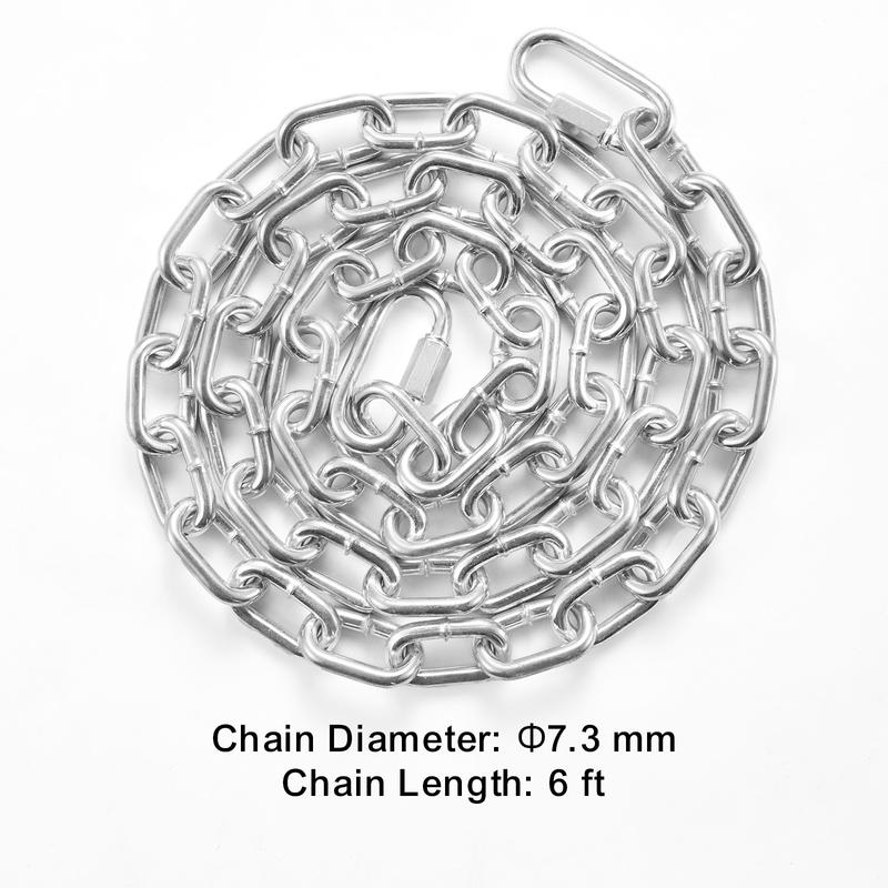 VEVOR Proof Coil Chain, 5/16" x 6', 1980 lbs Safe Working Load, Zinc Plated Proof Tested Coil Chain with Two Quick Links, Galvanized Carbon Steel Link Chain for Towing, Hanging, Camping, Pet Towing 7