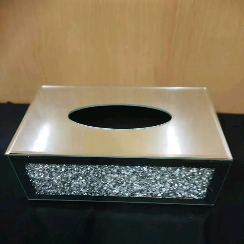 New Silver Crushed Crystal Diamond Tissue Box, Diamante Bling, Living Room UK 6