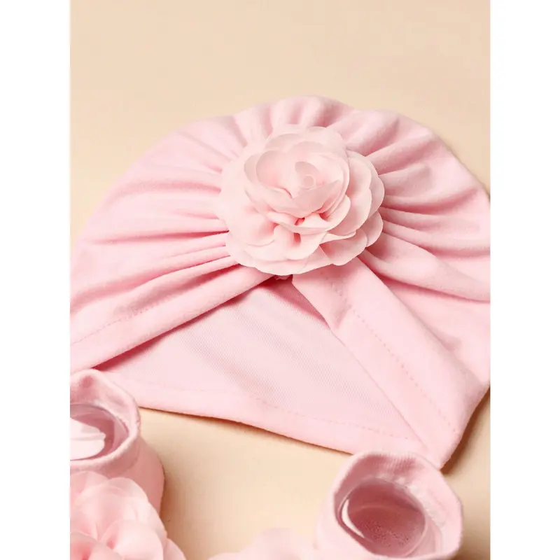 1pc Baby Pink Chiffon Flower Decor Headband And 1pair Baby Pink Anti-Slip Floor Socks, Suitable For Daily Wear Love Valentine 1