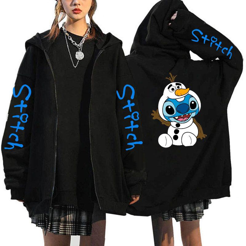 Product Introduction of Oversized Y2k Zip-up Hoodie  Women's Lilo & Stitch Costume Winter Clothes Woman Long Sleeve Warm Jacket Zip-up Street Tops 11