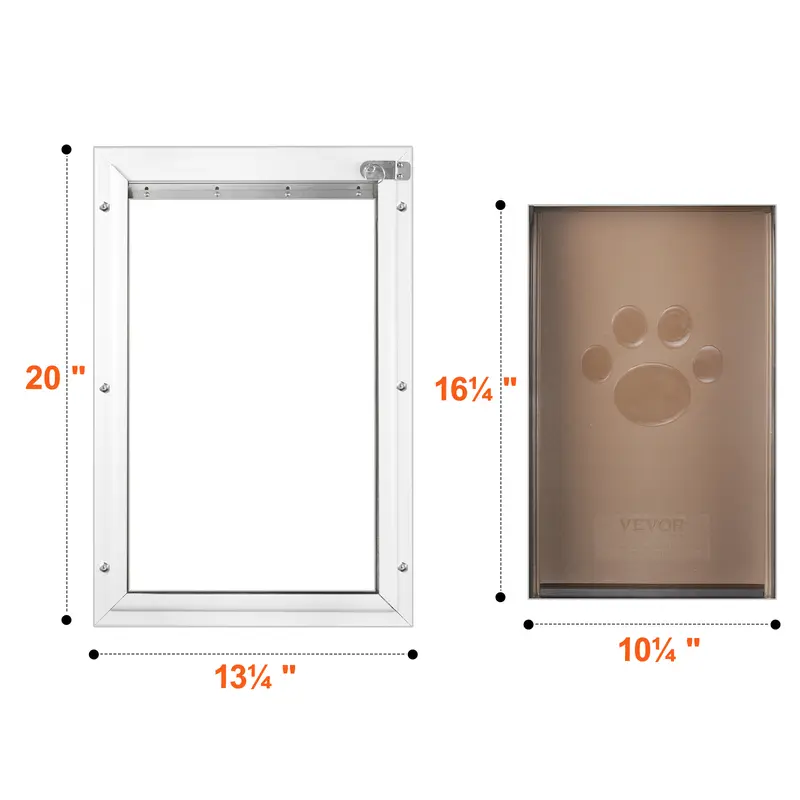 VEVOR Pet Door, 13.27" x 20.04" Aluminum Frame with Lock and Flap System, Weatherproof Doggy Door, Easy to Install in Interior or Exterior Doors, Pet Door Suitable for Cat Doggie Kitties (White-L) 7