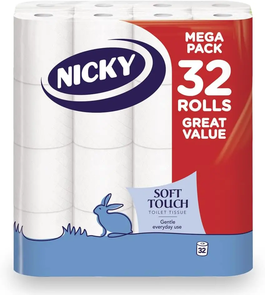 Soft Touch Toilet Tissue |Extra Value Pack – 32 Rolls of Extra Gentle White Toilet Paper |190 Sheets per Roll| 2-ply | Soft Tissue | Modern Embossing |Easy Opening | 100% FSC Certified Paper Gift Wipes