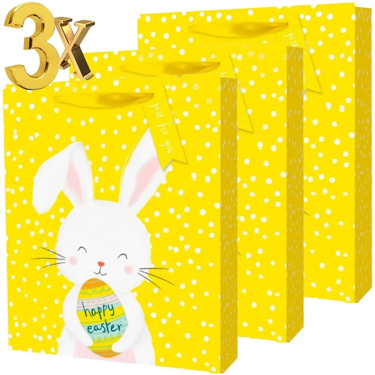 3x Large Luxury Easter Gift Bags – Bunny, Easter Eggs & Happy Easter Designs with Tag!